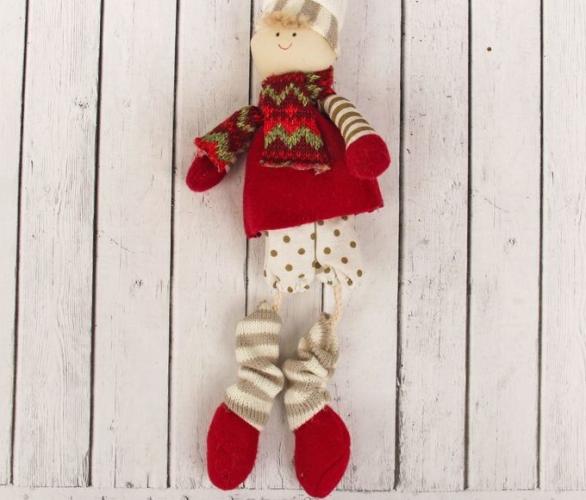 Кукла интерьерная Зимний наряд висячие ножки, виды МИКС