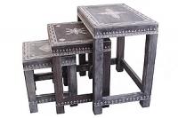 Стол-табурет(дерево, роспись) набор из 3 №140