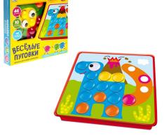Настольная игра Веселые пуговки, 46 пуговок, 10 картинок-шаблонов